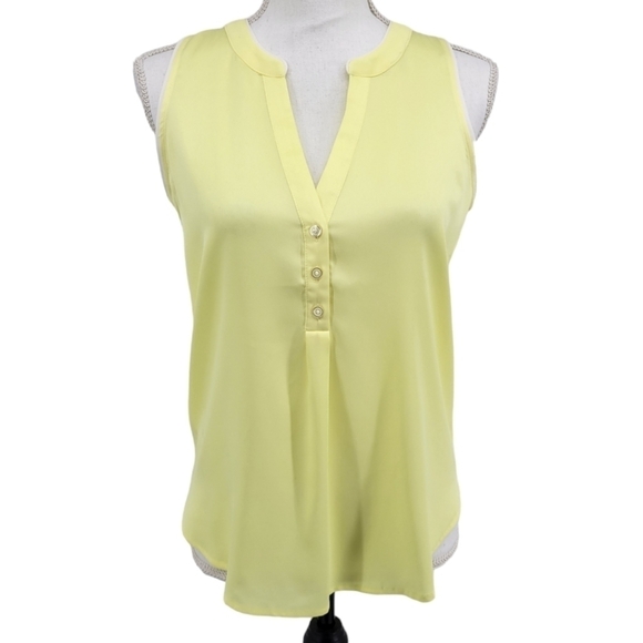 Ann Taylor Light Yellow with White Trim Sleeveless Sheer Top Size XS NWT - Picture 1 of 15
